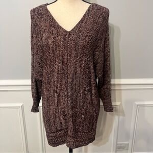 Dressbarn Knit Purple Pullover Sweater Batwing Sleeve Cotton Size XL NWT Flaw